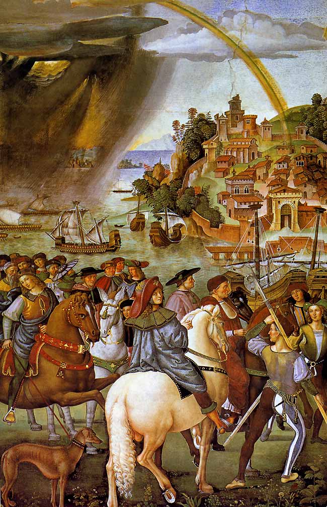 Photo:  Aeneas Piccolomini leave for the Council of Basel, detail 1, 1502